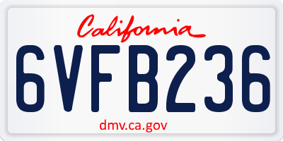 CA license plate 6VFB236