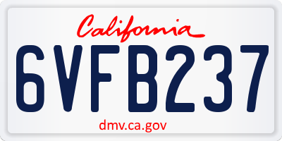 CA license plate 6VFB237