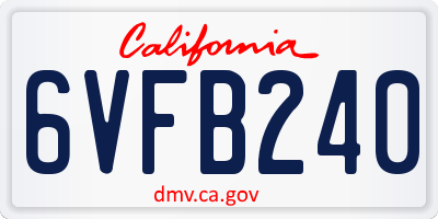 CA license plate 6VFB240