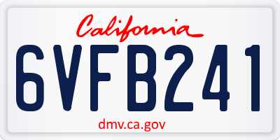 CA license plate 6VFB241