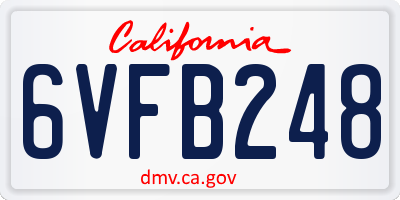 CA license plate 6VFB248