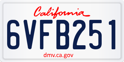 CA license plate 6VFB251