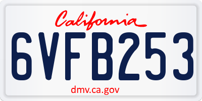 CA license plate 6VFB253