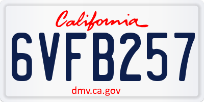 CA license plate 6VFB257
