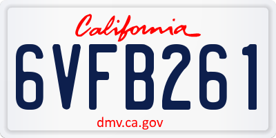 CA license plate 6VFB261