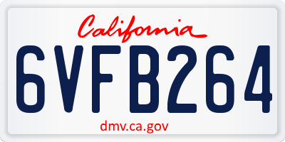 CA license plate 6VFB264