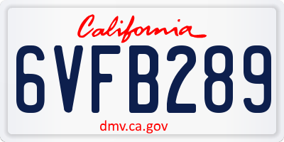 CA license plate 6VFB289