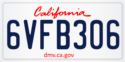 CA license plate 6VFB306