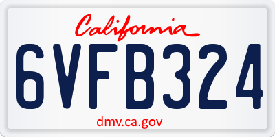 CA license plate 6VFB324