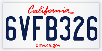 CA license plate 6VFB326
