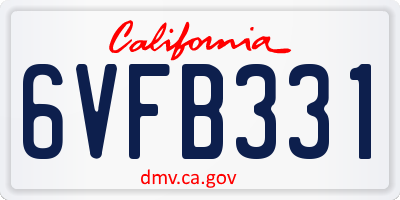 CA license plate 6VFB331