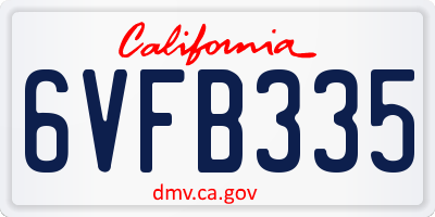 CA license plate 6VFB335