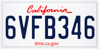 CA license plate 6VFB346