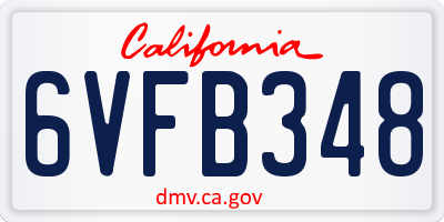 CA license plate 6VFB348
