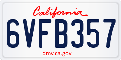 CA license plate 6VFB357
