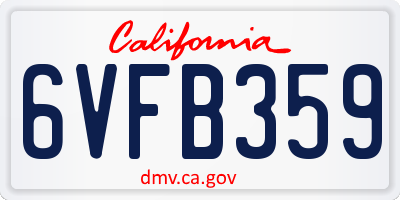 CA license plate 6VFB359