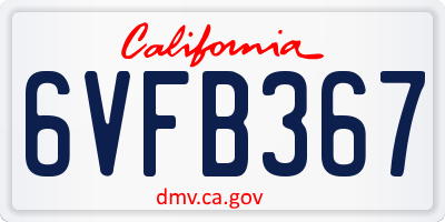 CA license plate 6VFB367