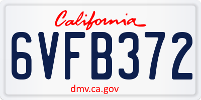 CA license plate 6VFB372