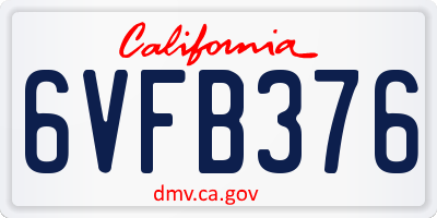 CA license plate 6VFB376