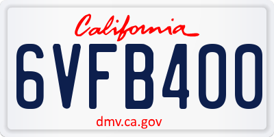 CA license plate 6VFB400