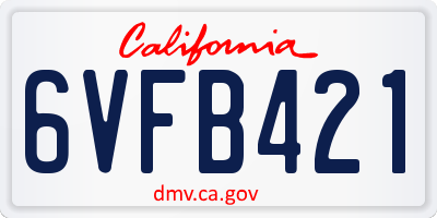 CA license plate 6VFB421