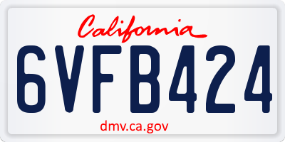 CA license plate 6VFB424