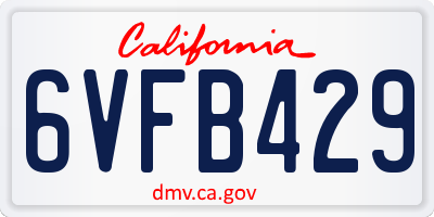 CA license plate 6VFB429
