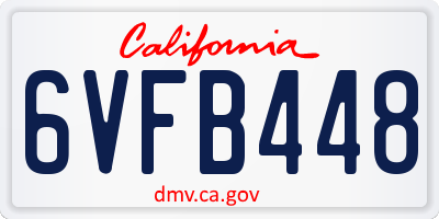 CA license plate 6VFB448