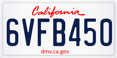 CA license plate 6VFB450