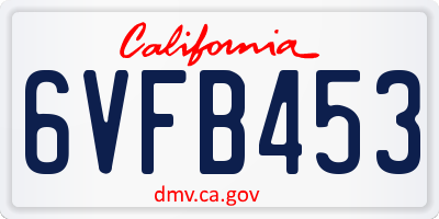 CA license plate 6VFB453