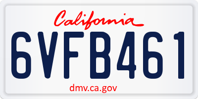 CA license plate 6VFB461