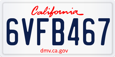CA license plate 6VFB467