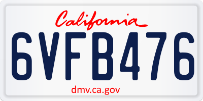 CA license plate 6VFB476