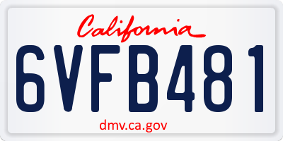 CA license plate 6VFB481