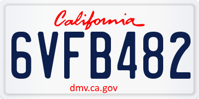CA license plate 6VFB482