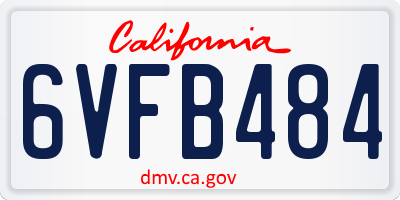 CA license plate 6VFB484