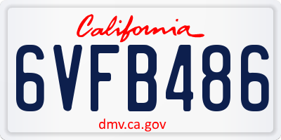 CA license plate 6VFB486