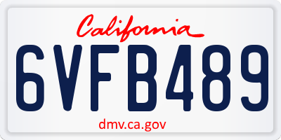 CA license plate 6VFB489