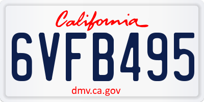CA license plate 6VFB495