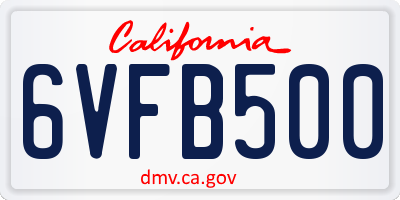 CA license plate 6VFB500