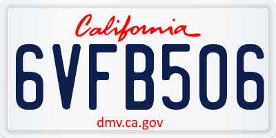 CA license plate 6VFB506