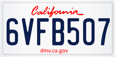 CA license plate 6VFB507