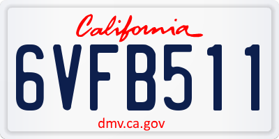 CA license plate 6VFB511