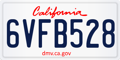 CA license plate 6VFB528
