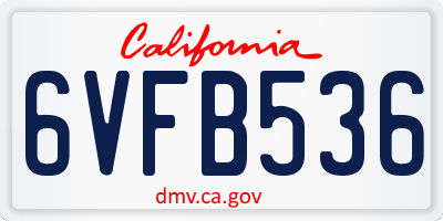 CA license plate 6VFB536