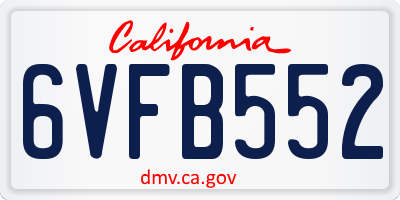 CA license plate 6VFB552