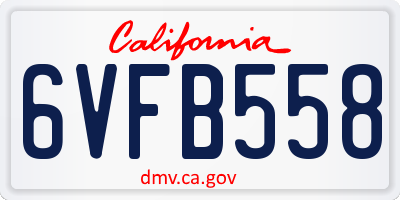 CA license plate 6VFB558