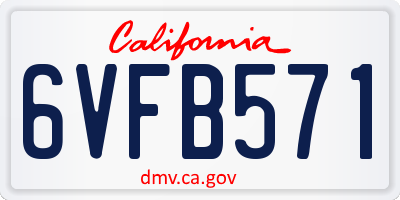 CA license plate 6VFB571