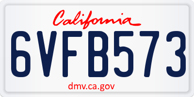 CA license plate 6VFB573