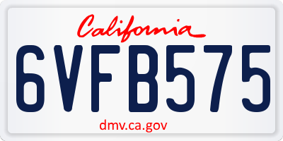 CA license plate 6VFB575